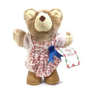 Vintage Wendy’s Furskins Plush Christmas Holiday Collectible Bear